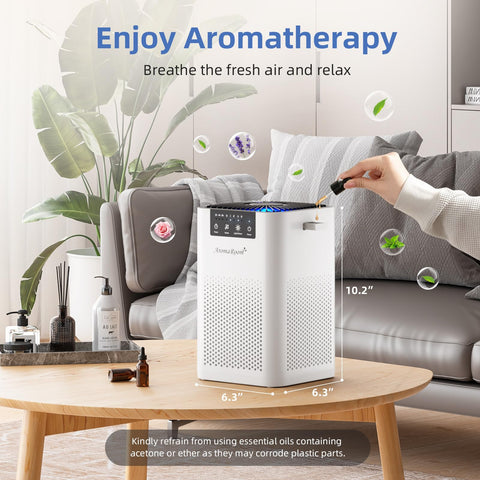 AromaRoom AP102 white sleep mode keeps bedrooms peaceful and quiet.