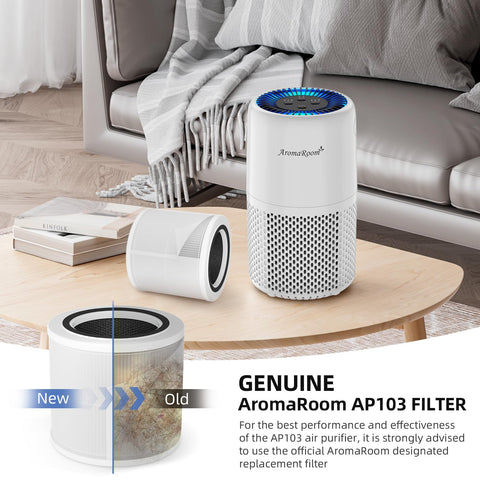 AromaRoom AP103 filter packaging highlights genuine quality
