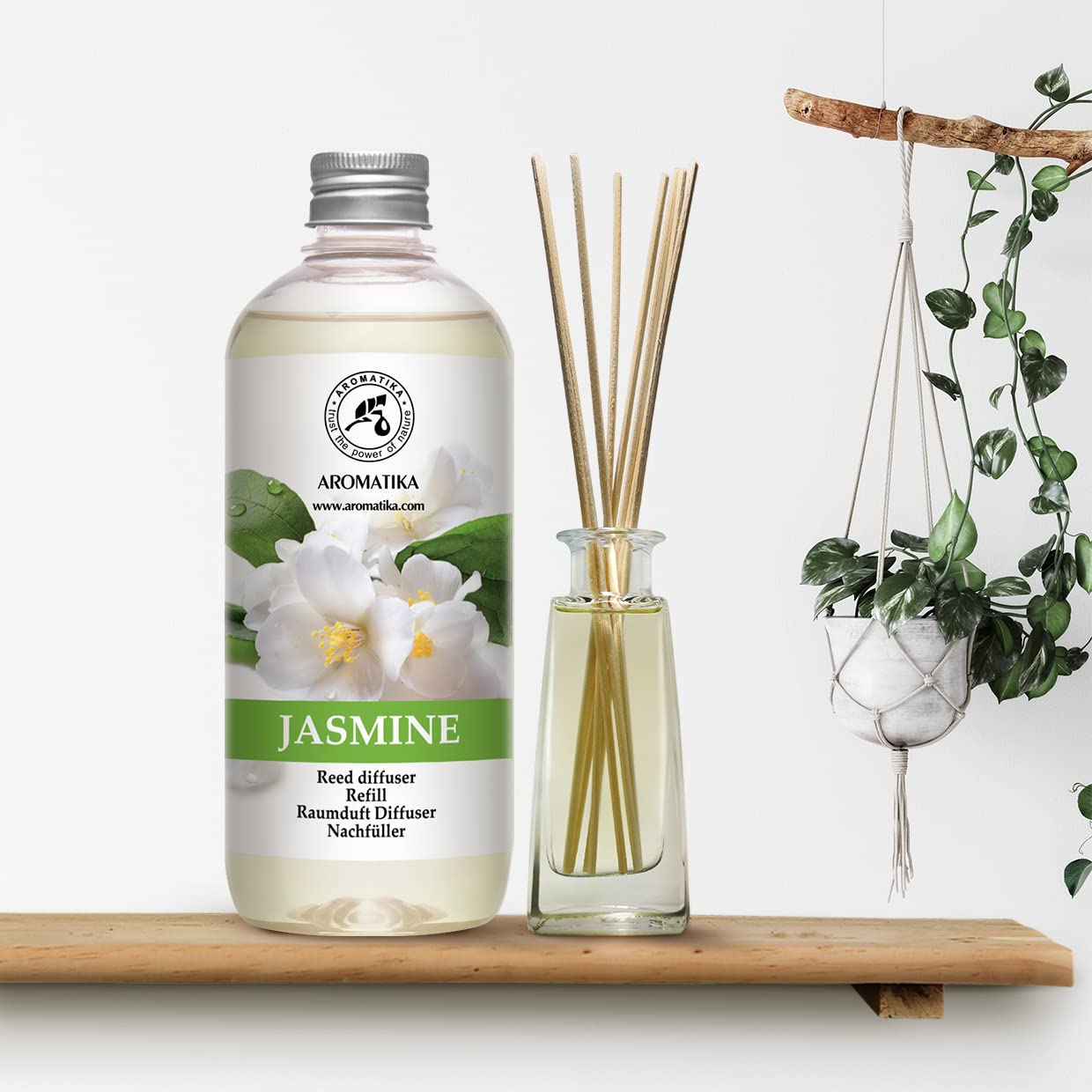 AROMATIKA Jasmine refill diffusion pack on shelf for versatile aromatherapy