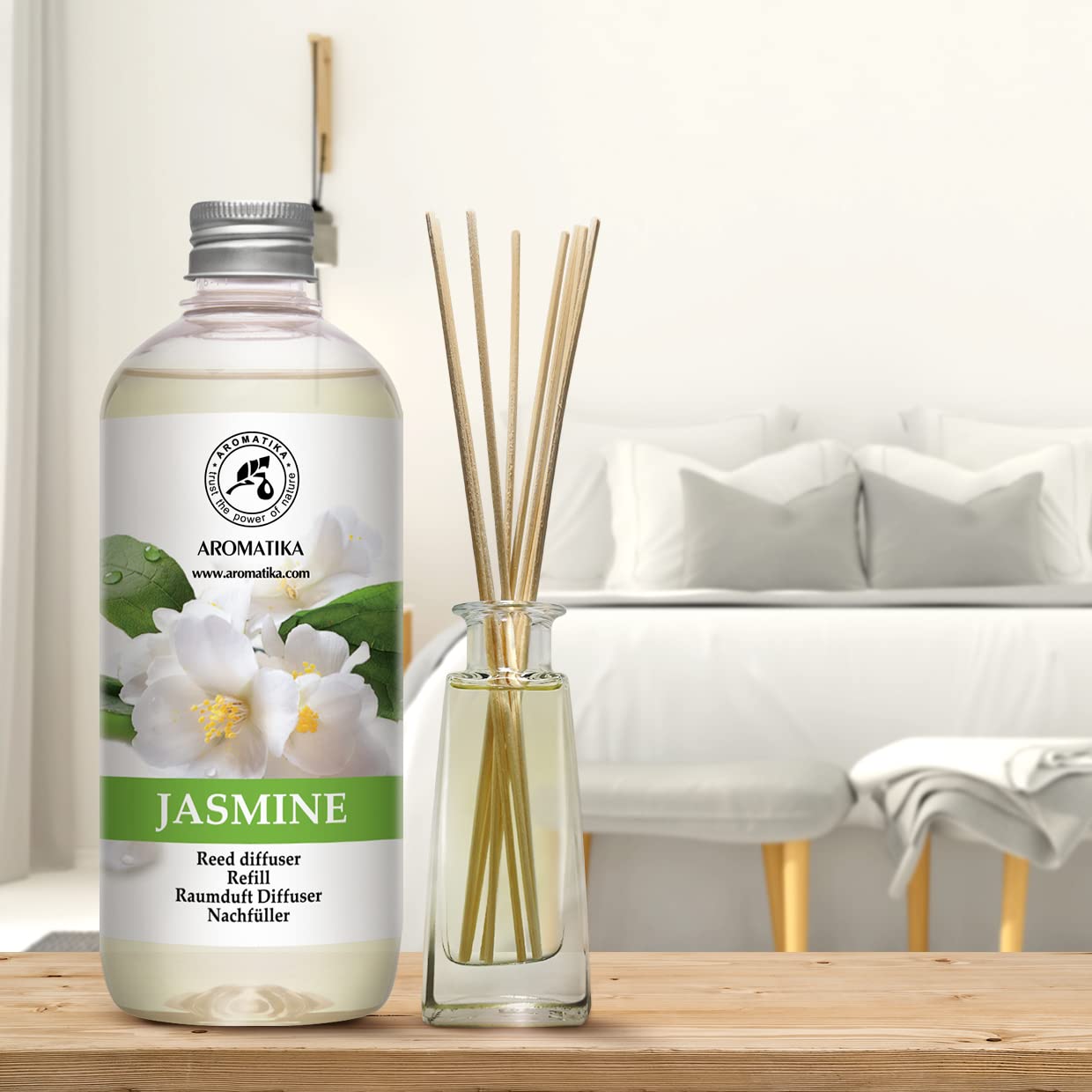 AROMATIKA Jasmine Diffuser Refill vial with pure jasmine oil for long-lasting fragrance