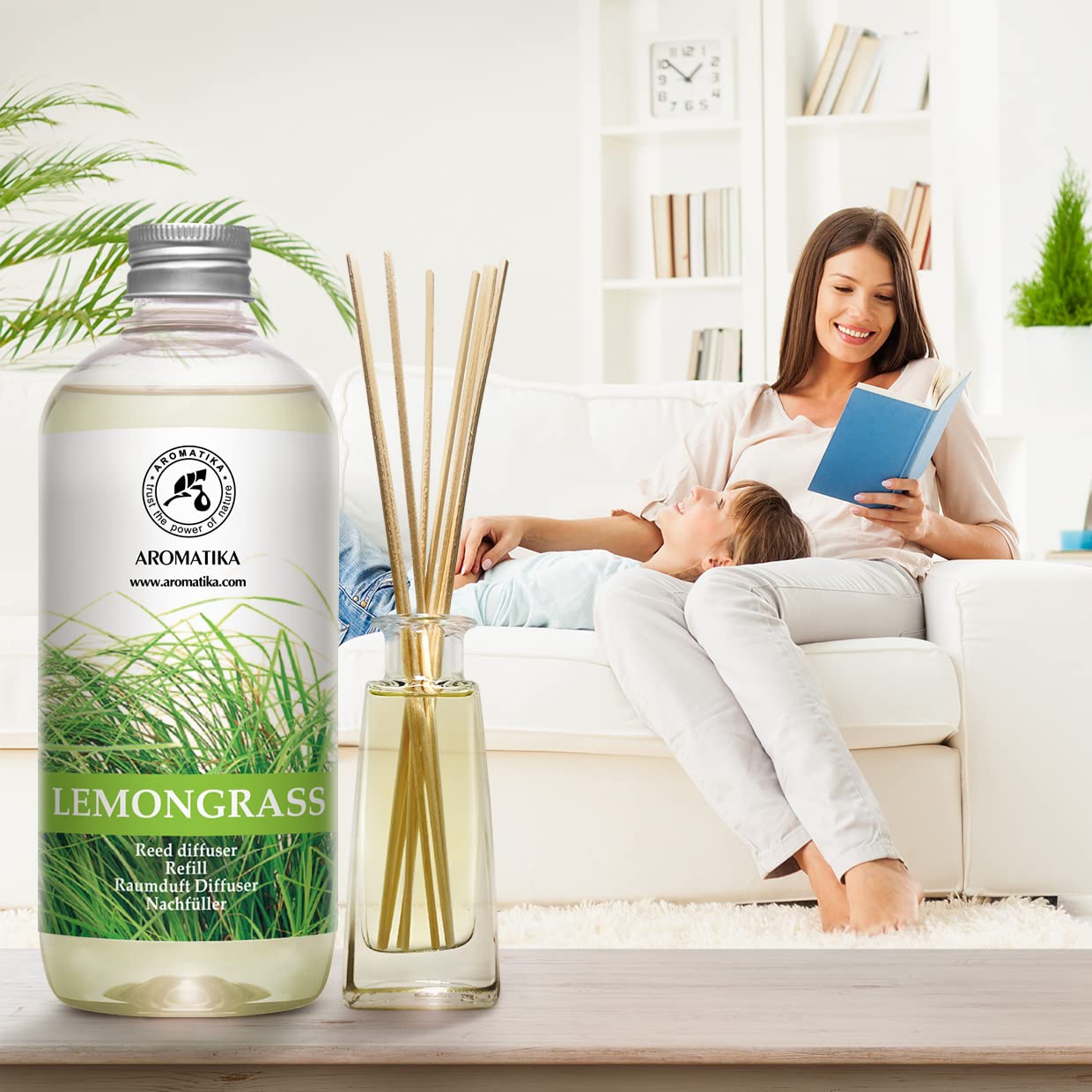 AROMATIKA lemongrass diffuser refill in use during aromatherapy session