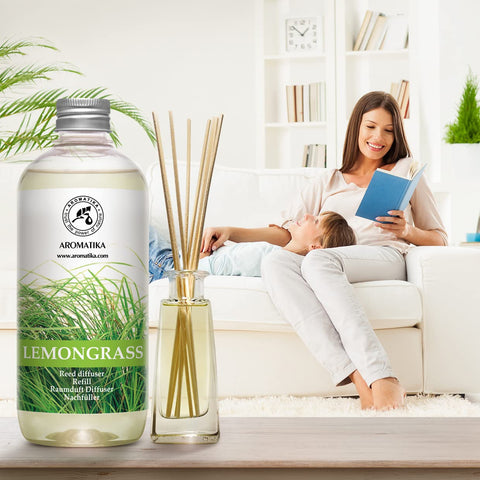 AROMATIKA lemongrass diffuser refill in use during aromatherapy session
