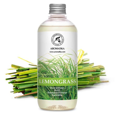 AROMATIKA Lemongrass diffuser refill cap showing easy, mess-free application