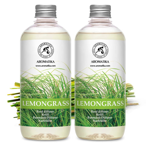 AROMATIKA lemongrass diffuser refill double-pack displayed for long-lasting scent in home or office