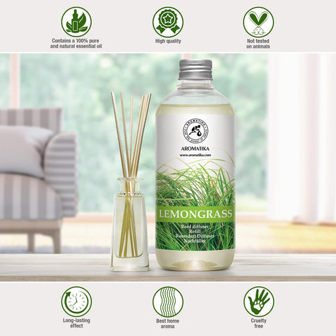 AROMATIKA lemongrass diffuser refill room scene positioned to refresh a living space