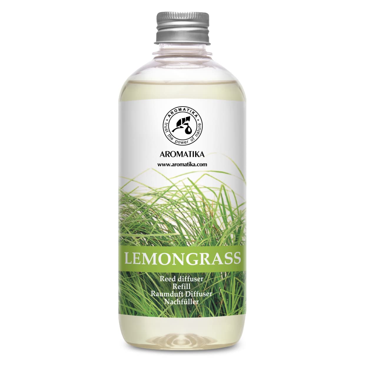 AROMATIKA Lemongrass Reed Diffuser Refill bottle pour for fresh, long-lasting aroma in your space