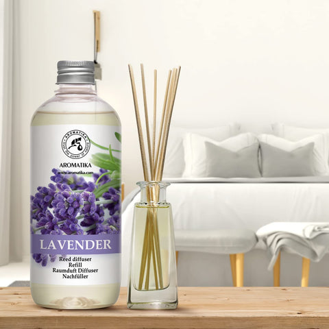 AROMATIKA reed diffuser sticks in use for easy fragrance diffusion.