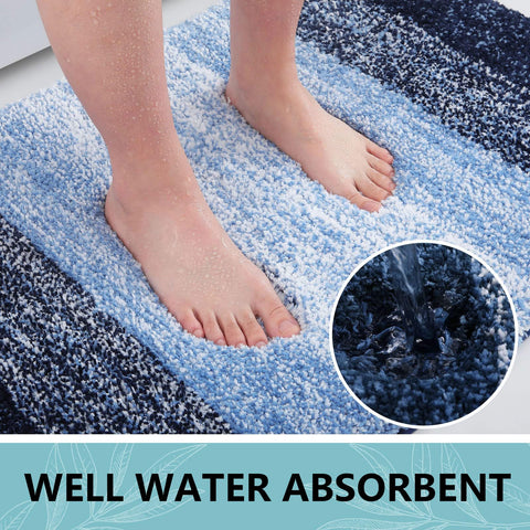 Non-slip TP rubber backing keeps the mat in place on dry bathroom floors.