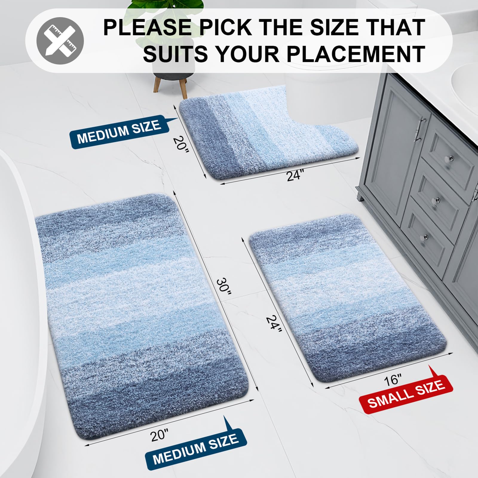 Arotive bath rug with non-slip backing keeps it securely in place.