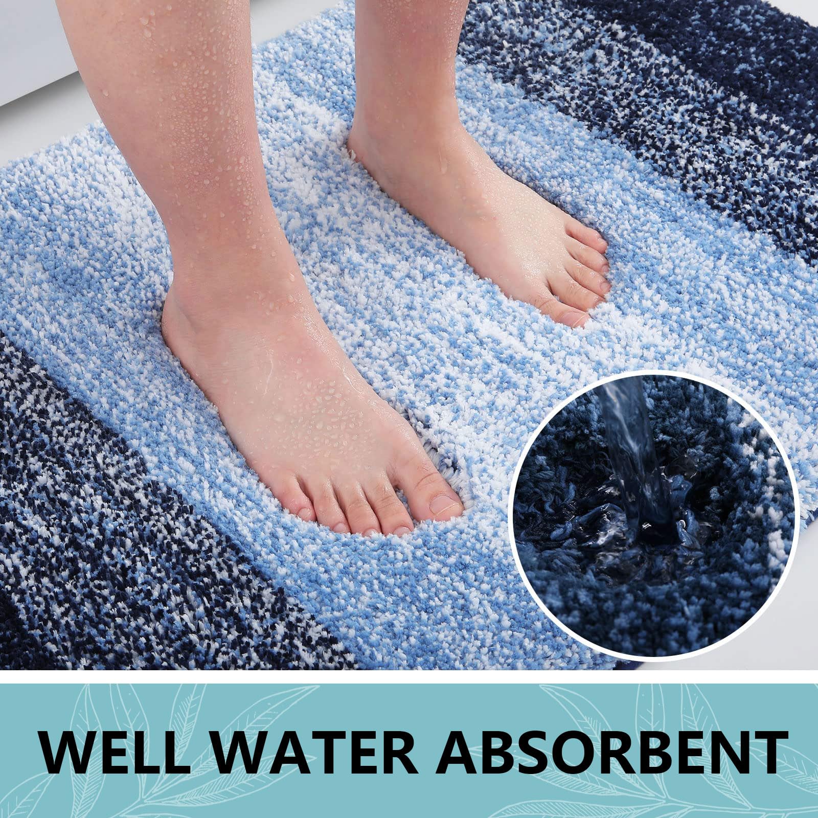 Arotive bath rug ultra-absorbent high-pile soaks up moisture quickly.