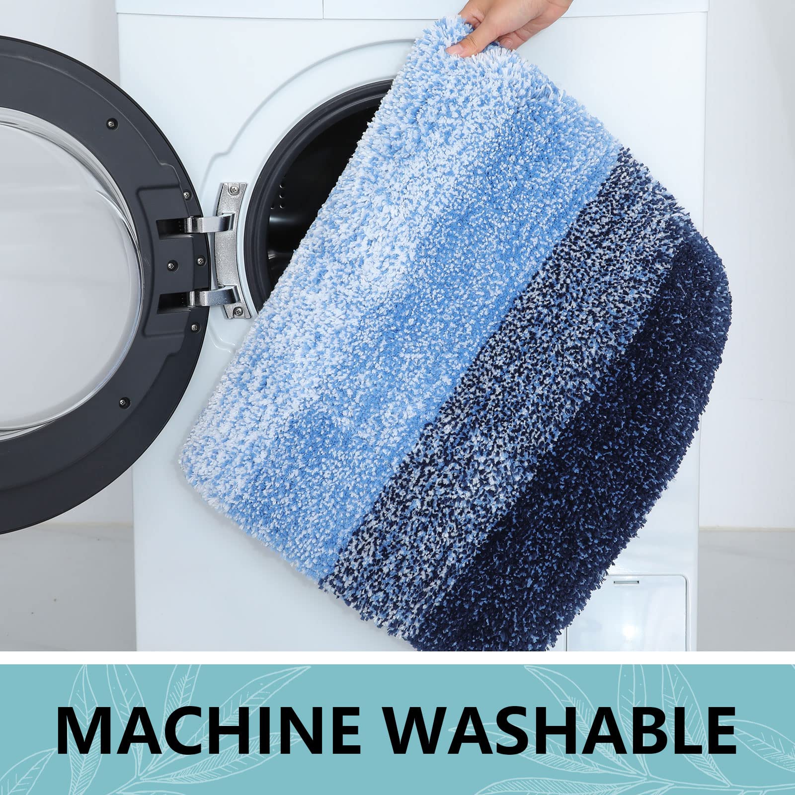 Arotive blue rectangular rug complements sinks and tubs with plush comfort