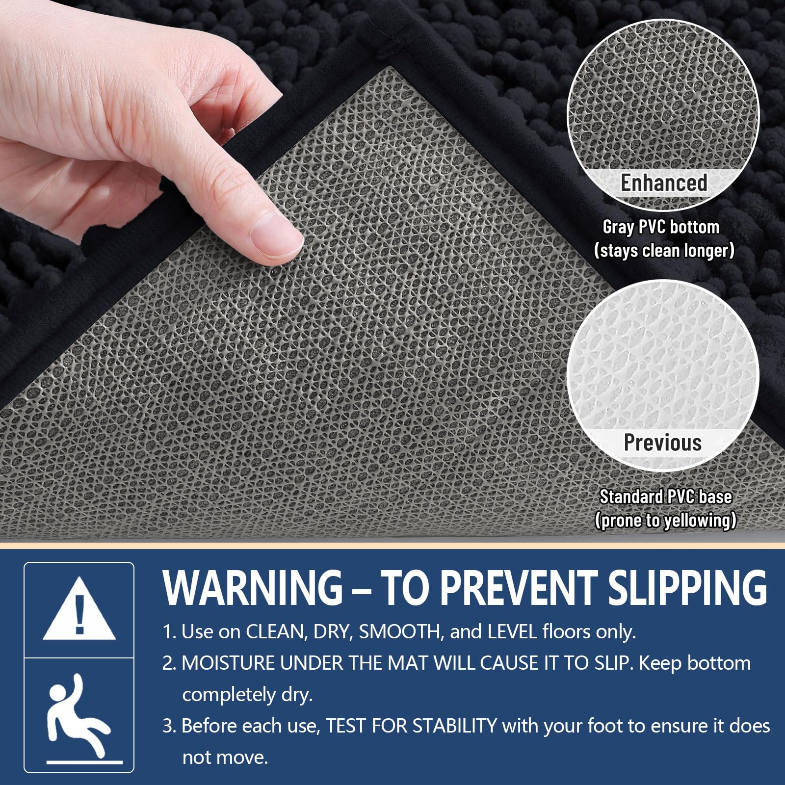 Arotive bath mat is machine washable for easy care.