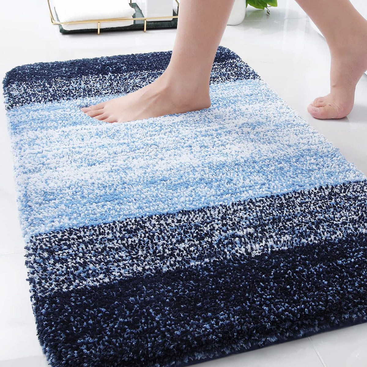 Arotive microfiber bath rug plush pile closeup for luxurious foot comfort.