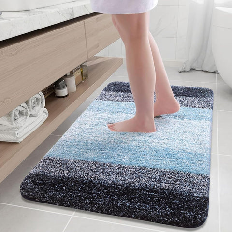 Arotive microfiber bath rug with soft plush blue fibers for comfort