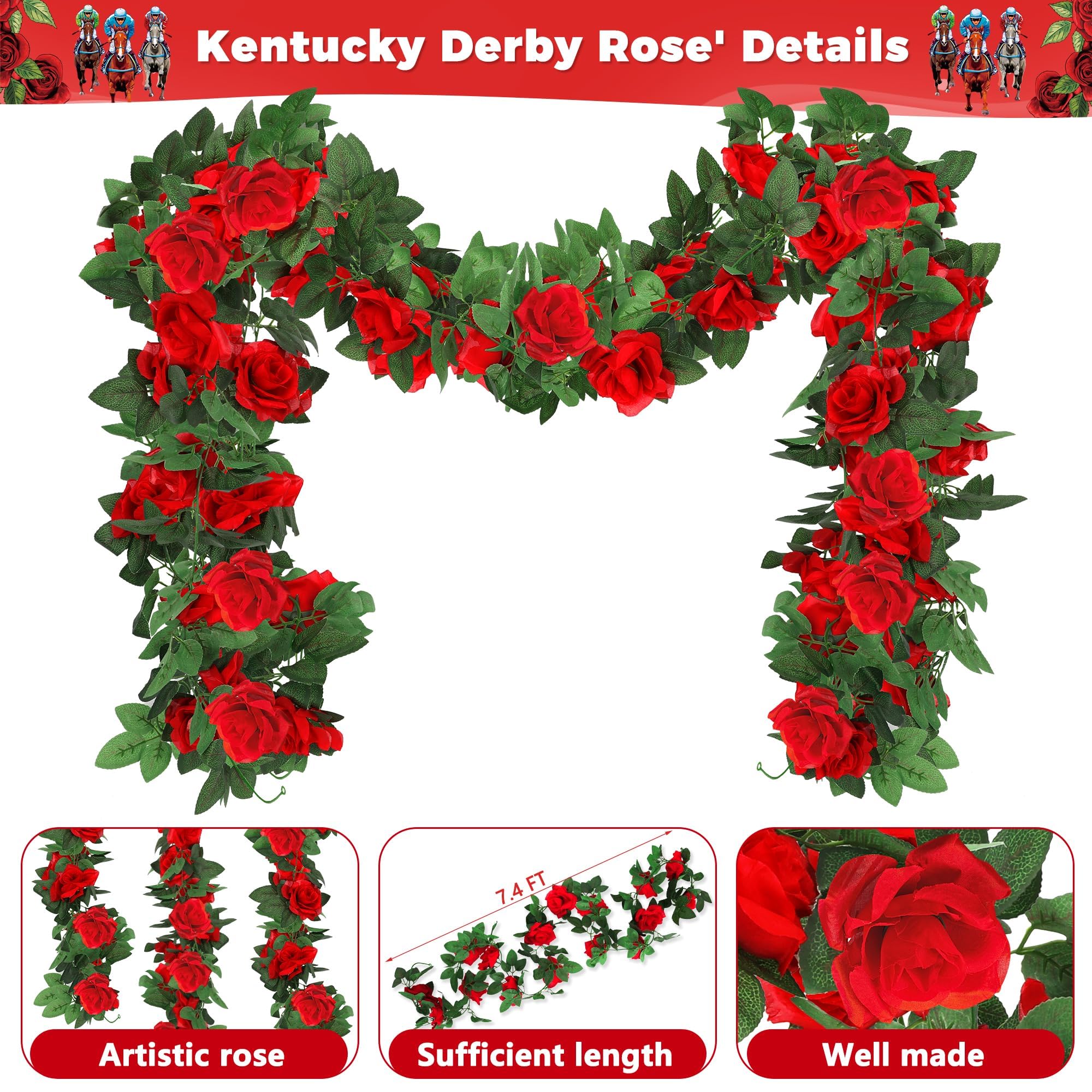 Arrowom Derby roses artificial vine creates lush decor for photo backdrops