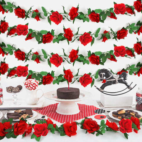 Arrowom Derby roses artificial vine draped along tables for ambience