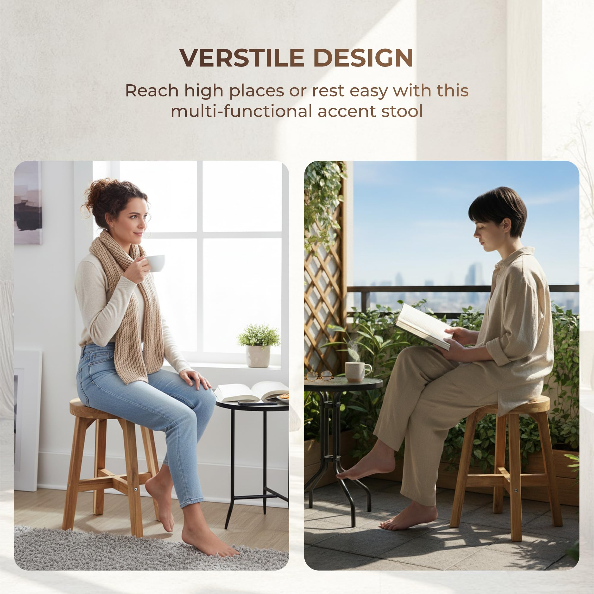 ARROWSTONE round stool with 11-inch round top in a compact footprint