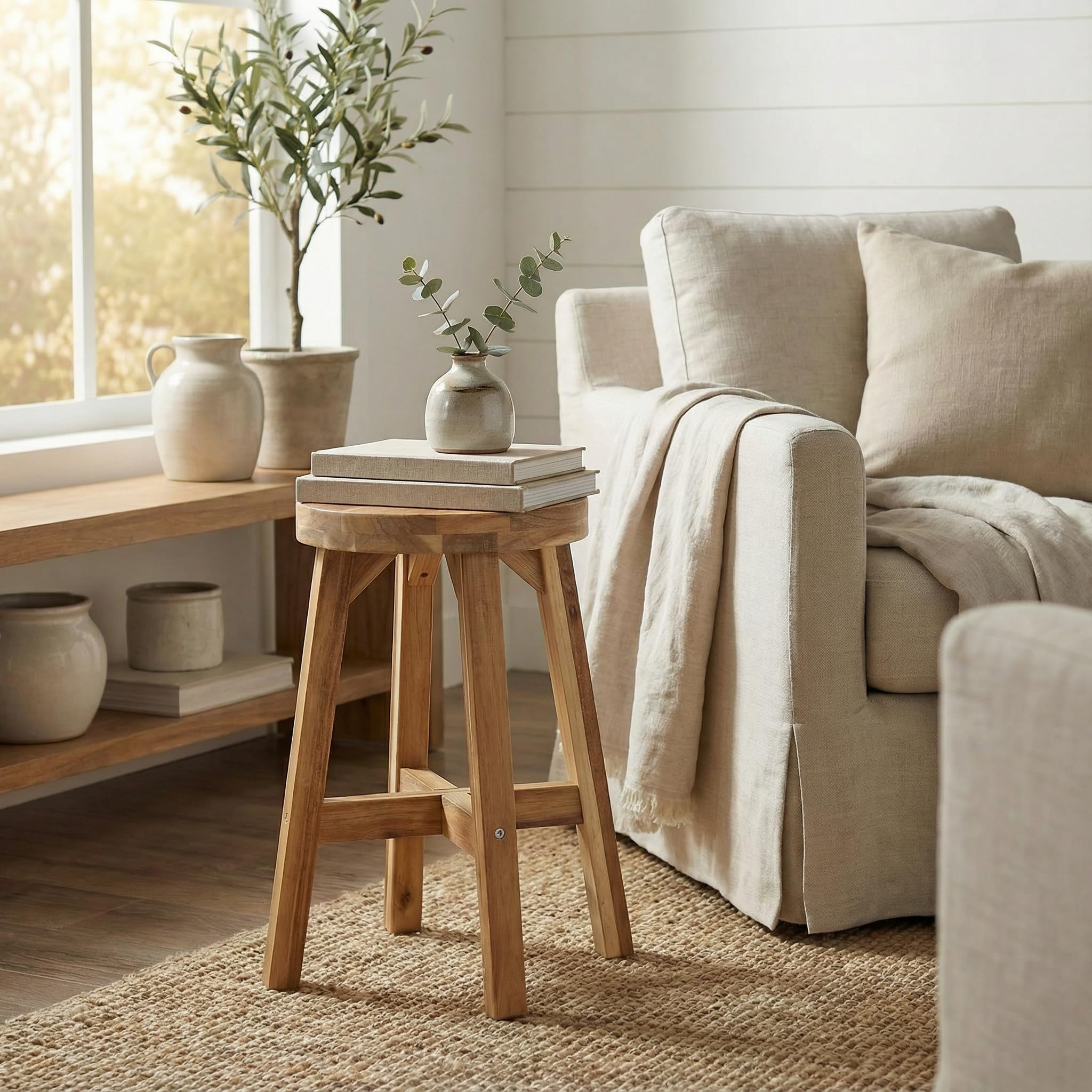 ARROWSTONE round stool styled in a dining room for casual seating
