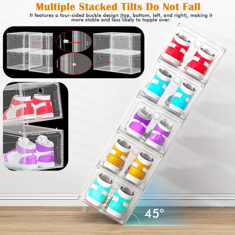 ARSTPEOE 6-pack stackable clear boxes demonstrate space-saving closet organization.