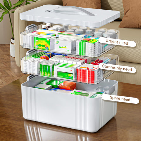 ARSTPEOE portable medicine box with gray handle for convenient daily carry.