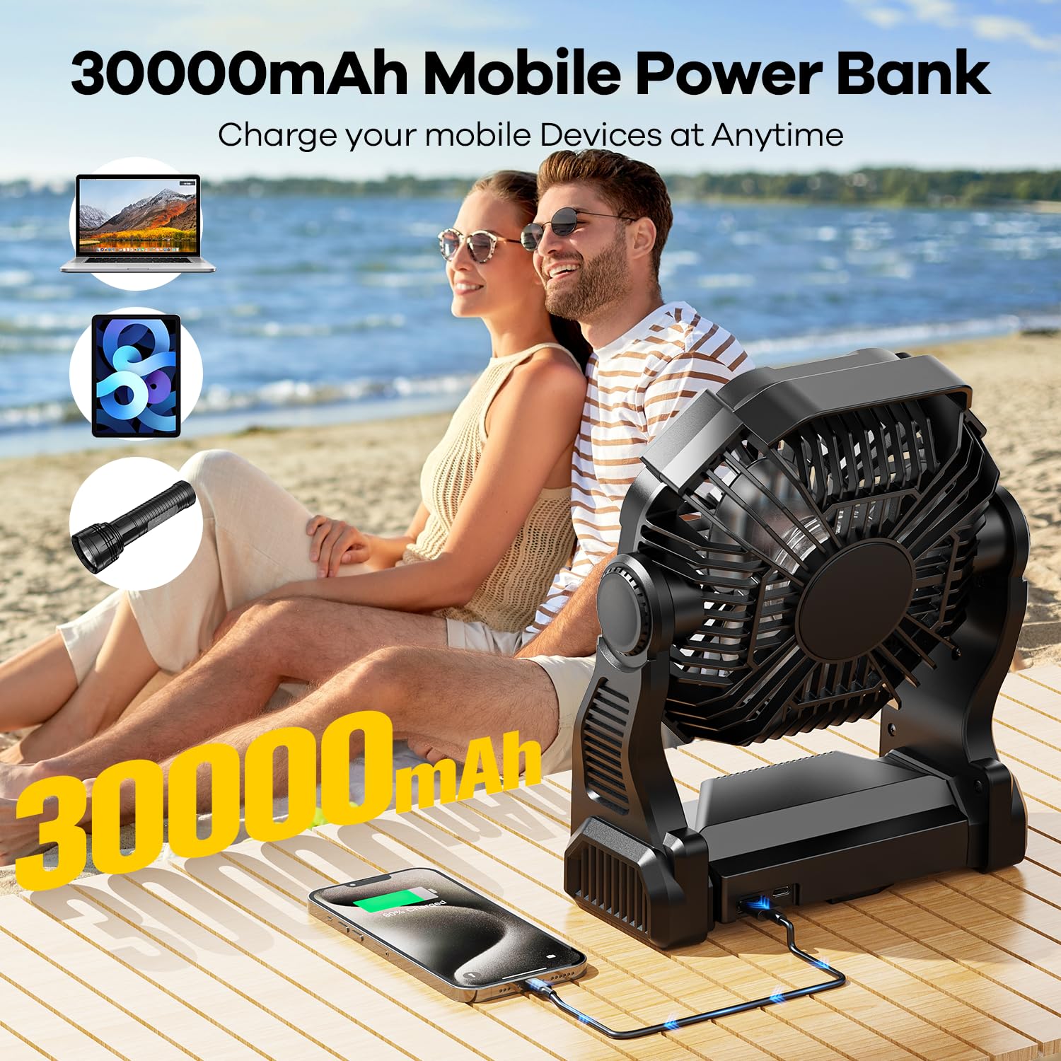 Art In Real emergency-ready solar fan supports phone or flashlight charging