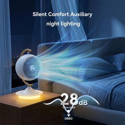 ART QIDOO oscillating fan covering a room with 100-degree sweep