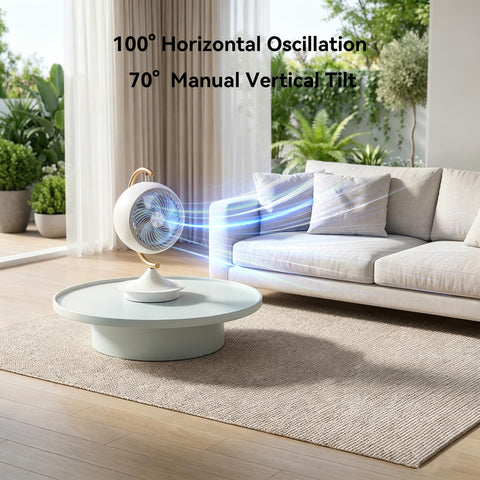ART QIDOO desk fan with tilt function directing airflow precisely