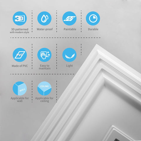 Art3d 12-pack white tiles cover 96 sq ft of ceiling area.