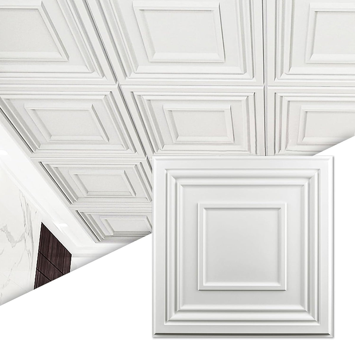 Art3d drop ceiling tile with 3D pattern closeup for stylish ceilings