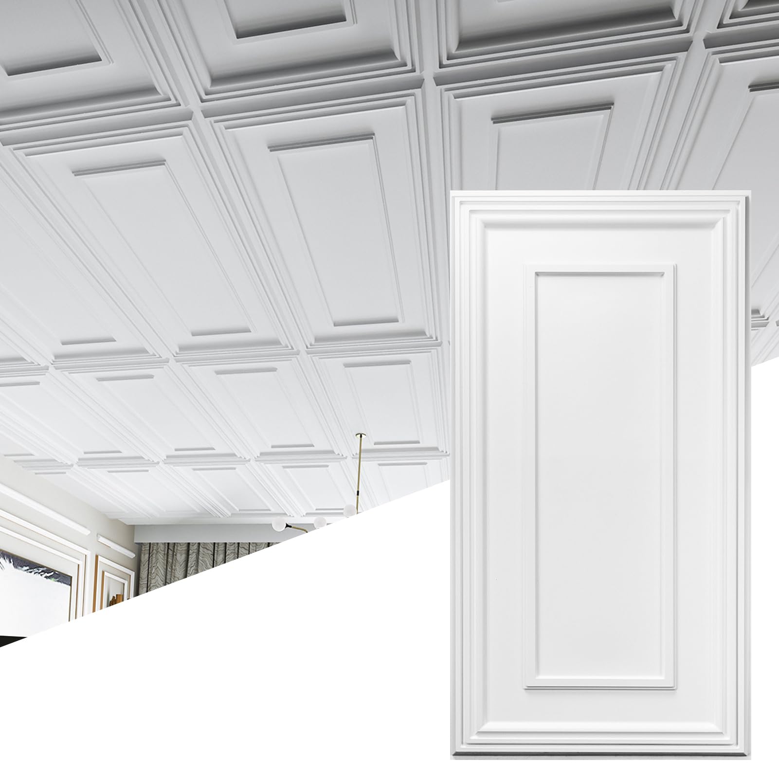 Art3d drop ceiling tiles 24x48 white 12-pack, durable PVC and easy installation.