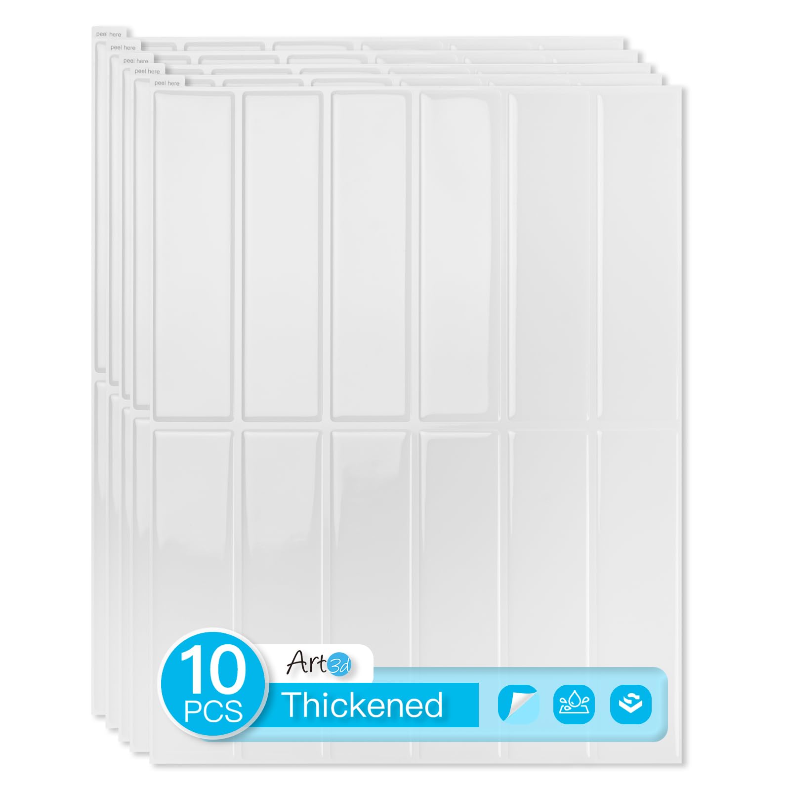 Art3d heavy-duty peel-and-stick backsplash tiles in white provide durable kitchen decor with quick installation.