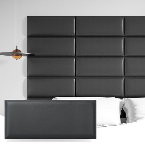 Art3d Peel and Stick Black King Headboard 12-Pack packaging shows an easy-to-hang system.