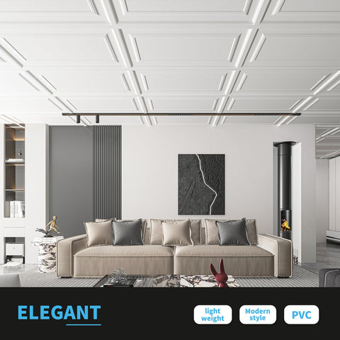 Art3d PVC ceiling tiles are waterproof and flexible for durability.