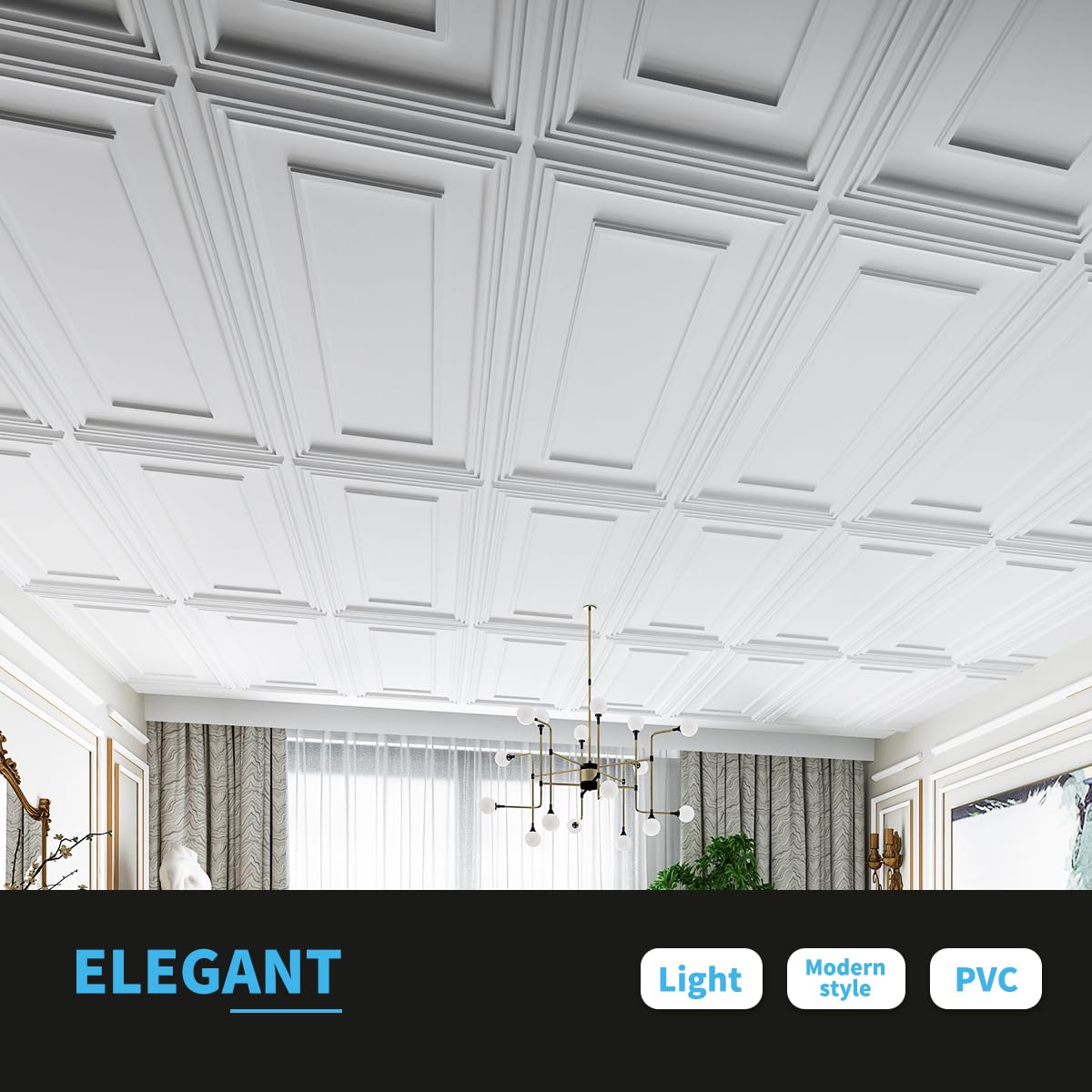 Art3d PVC drop ceiling tiles showing water resistance for durable ceilings.