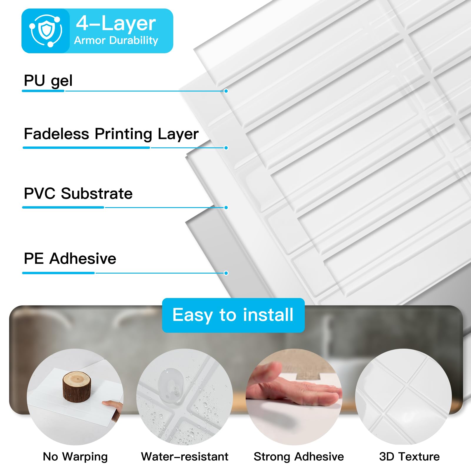 Art3d removable wall tiles let you update spaces without wall damage.