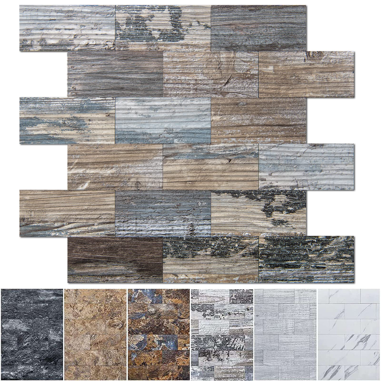 Art3d Spruce Grey Rustic backsplash pack texture closeup for realistic wood look and easy install.