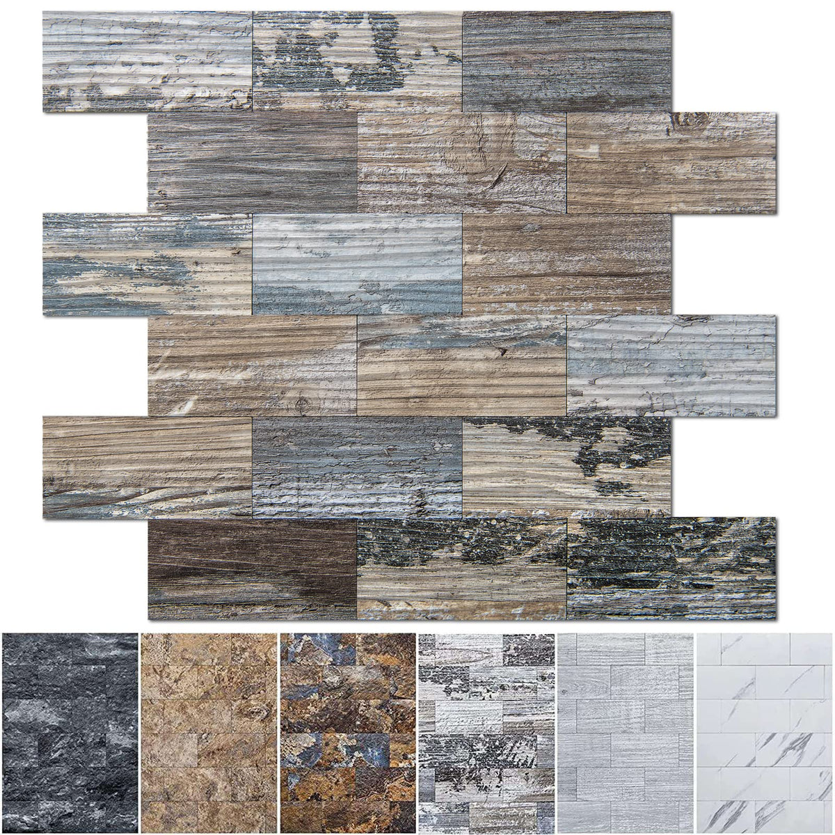 Art3d Spruce Grey Rustic backsplash pack texture closeup for realistic wood look and easy install.