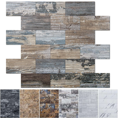 Art3d Spruce Grey Rustic backsplash pack texture closeup for realistic wood look and easy install.