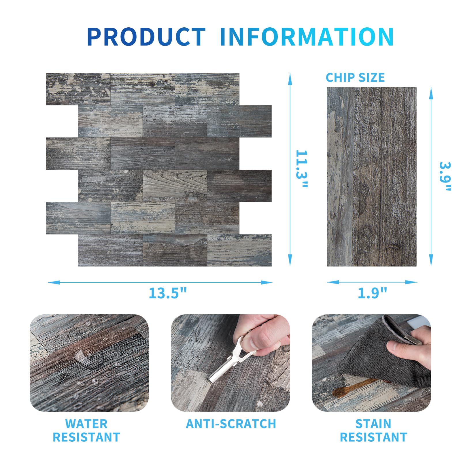 Art3d Spruce Grey Rustic easy-cutting edges enables precise fitting on irregular surfaces.