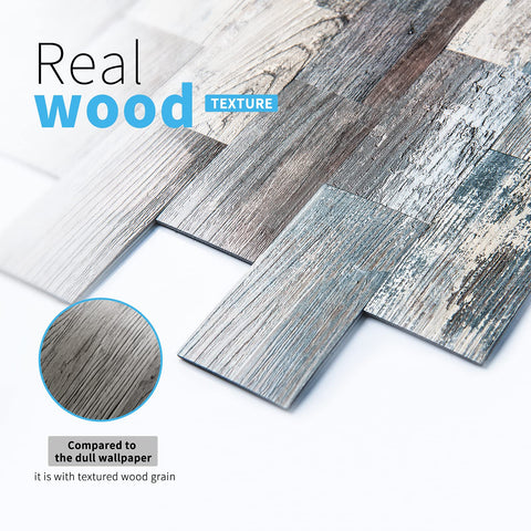 Art3d Spruce Grey Rustic fireplace decor illustrates stylish focal point with simple peel-and-stick.