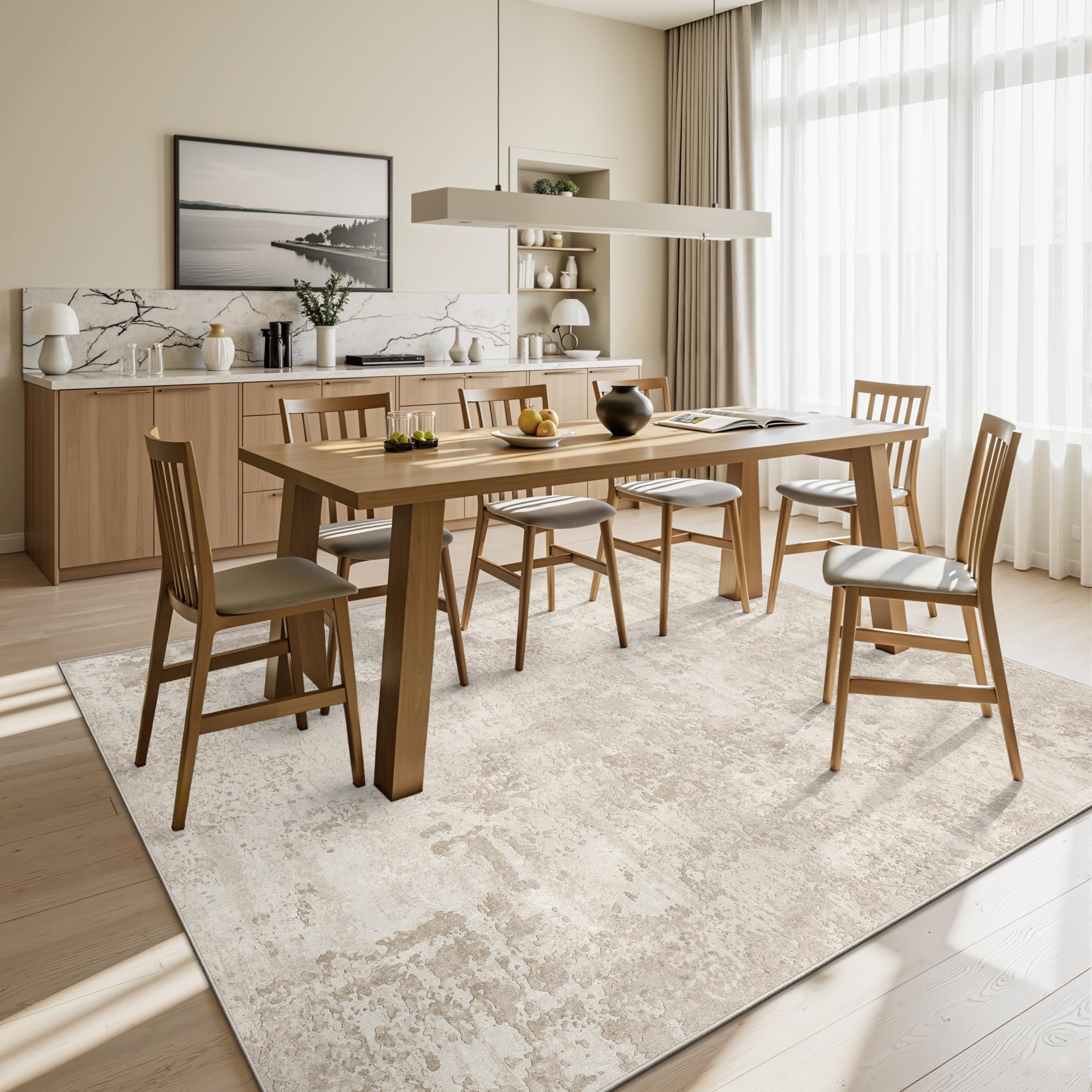 ArtandTuft low-pile rug offers smooth underfoot feel for busy zones.