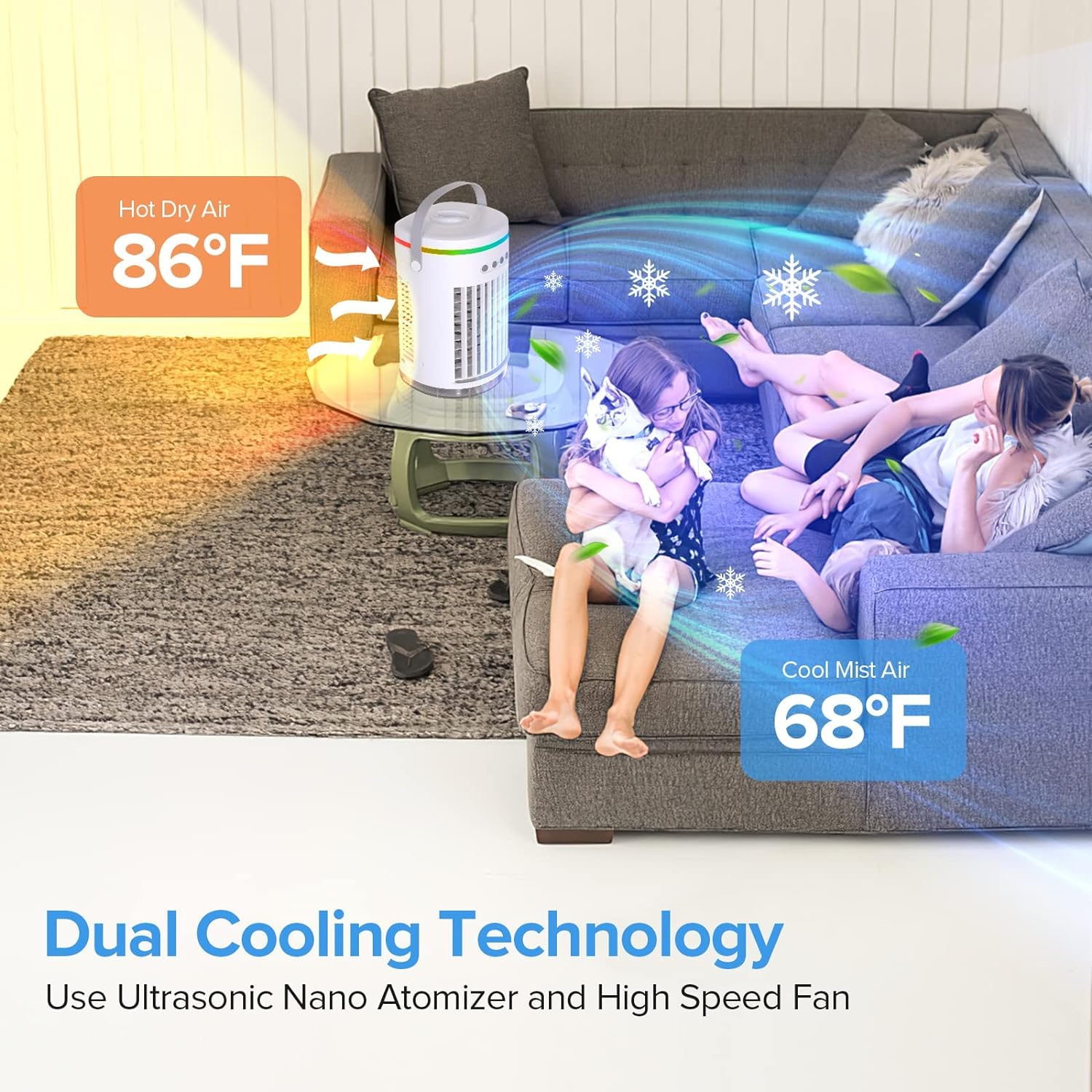Artclaim Mini Evaporative Air Cooler remote control enables hands-free operation