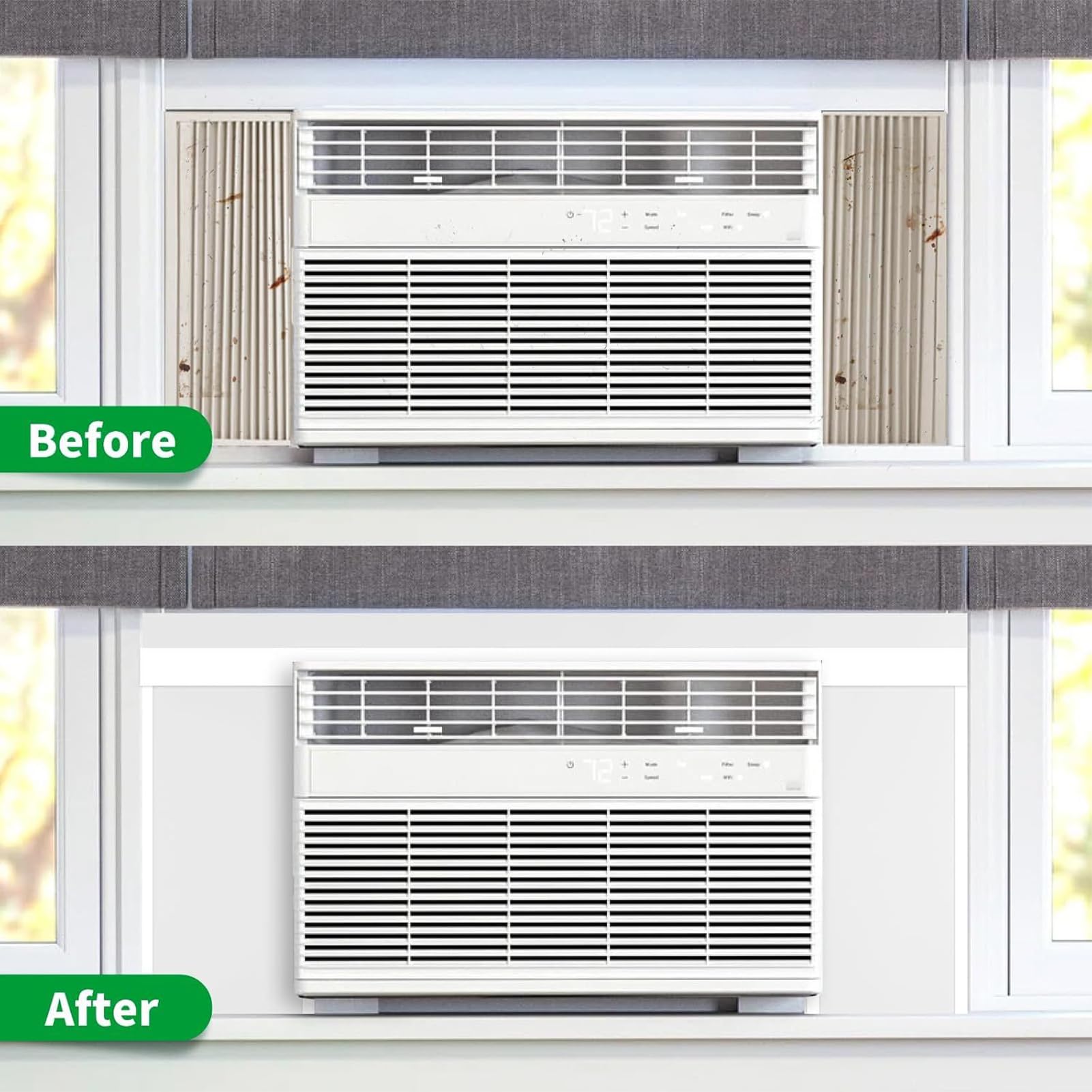 Artclaim Surround Insulation Panel installed on a window demonstrates edge-to-edge sealing.