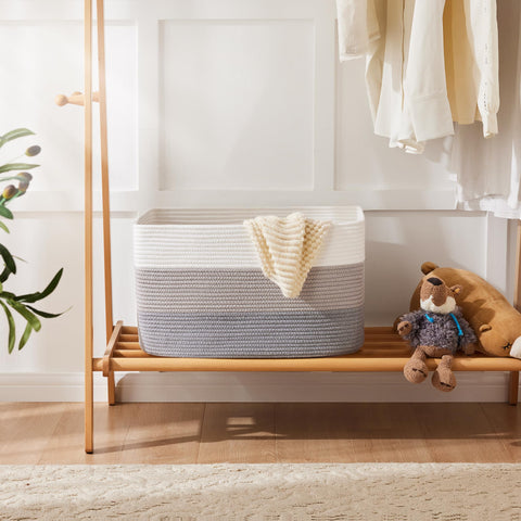 Artfeel blanket basket used as magazine organizer and blanket storage.