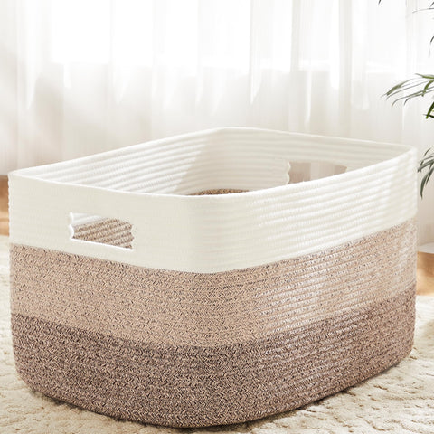 Artfeel blanket basket, front view, natural woven style ideal for tidy spaces