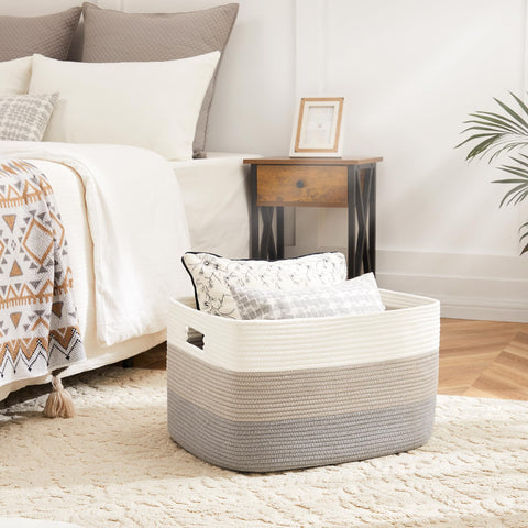 Artfeel Blanket Basket close-up highlights durable cotton rope texture for everyday use.