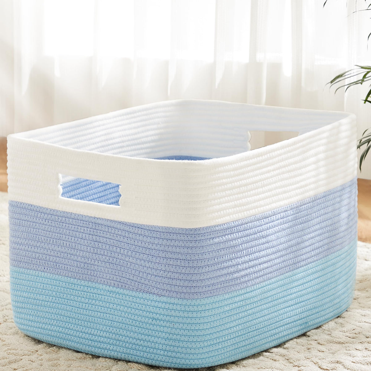 Artfeel Blanket Basket rectangle woven with natural fibers, great for organizing blankets.