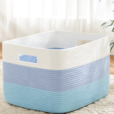 Artfeel Blanket Basket rectangle woven with natural fibers, great for organizing blankets.
