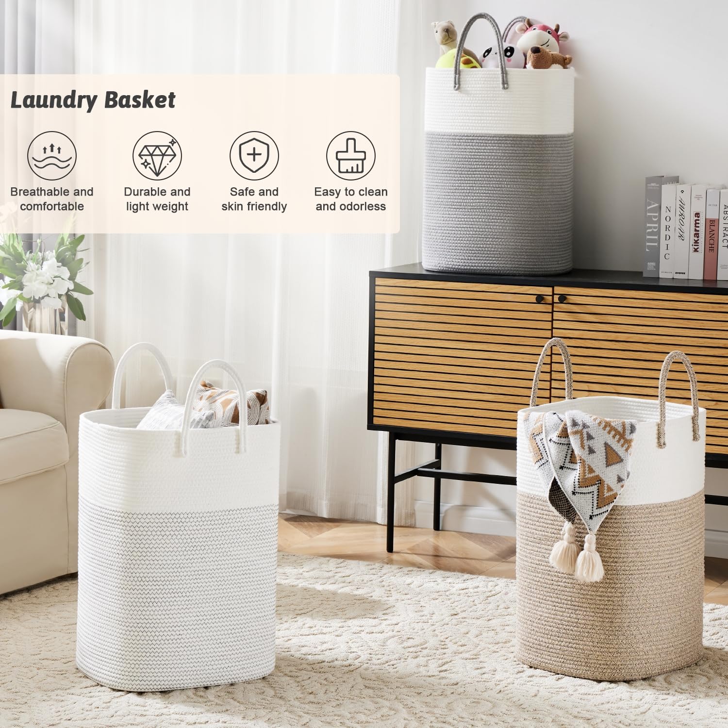 Elegant natural charm of Artfeel basket fits nursery bathroom living room