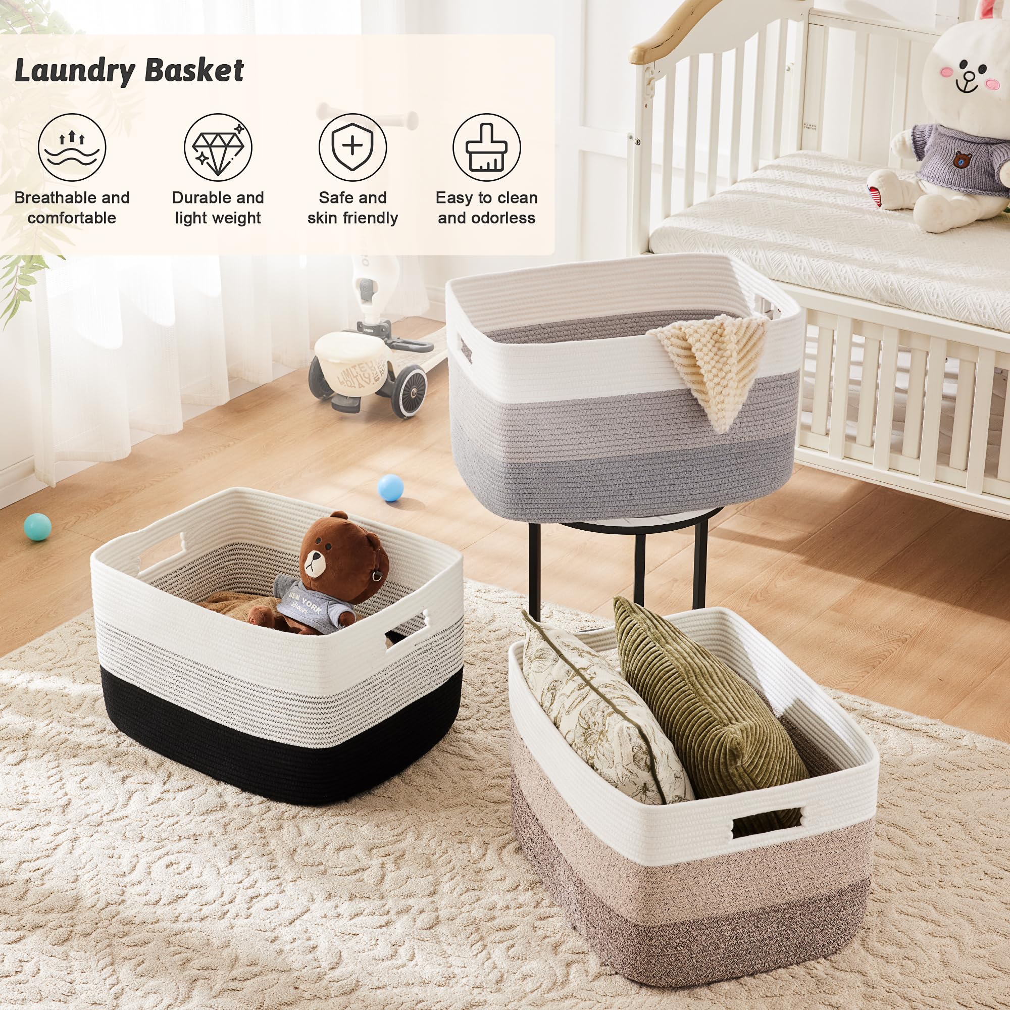 Artfeel toy basket in nursery storage for easy cleanup.